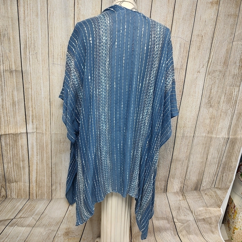 Sonoma Kimono Blue Striped Cardigan Slit Arms One Size - Picture 8 of 14